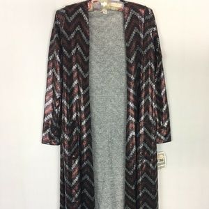 Metallic Chevron Design Duster LuLaRoe Elegant Sarah sz M NEW